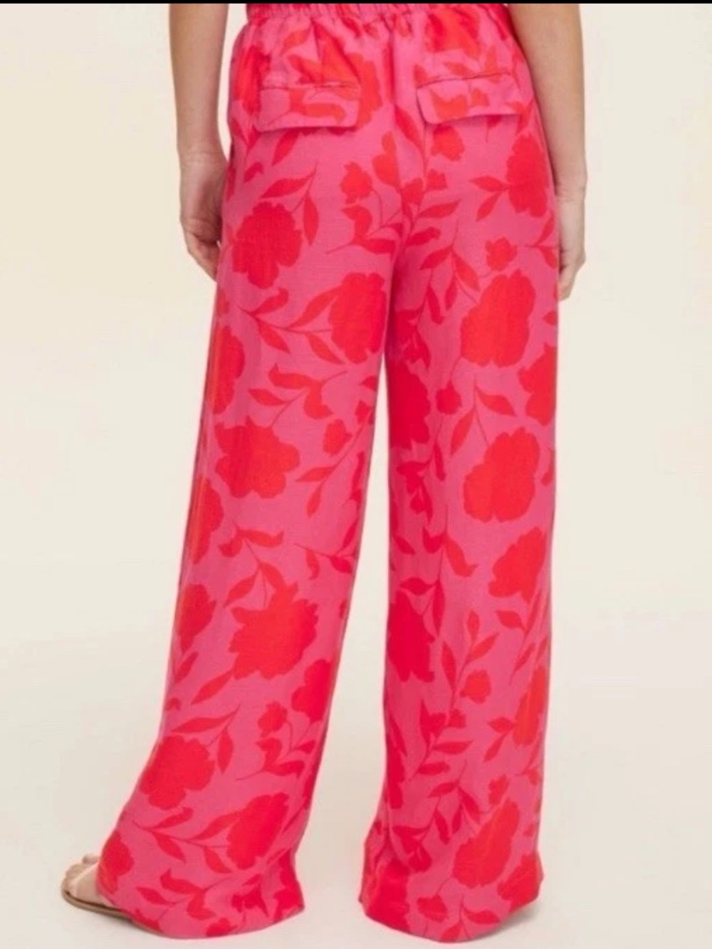 kate spade x Target Pink Red Floral Wide-Leg Linen Blend Pants XL - Picture 2 of 13